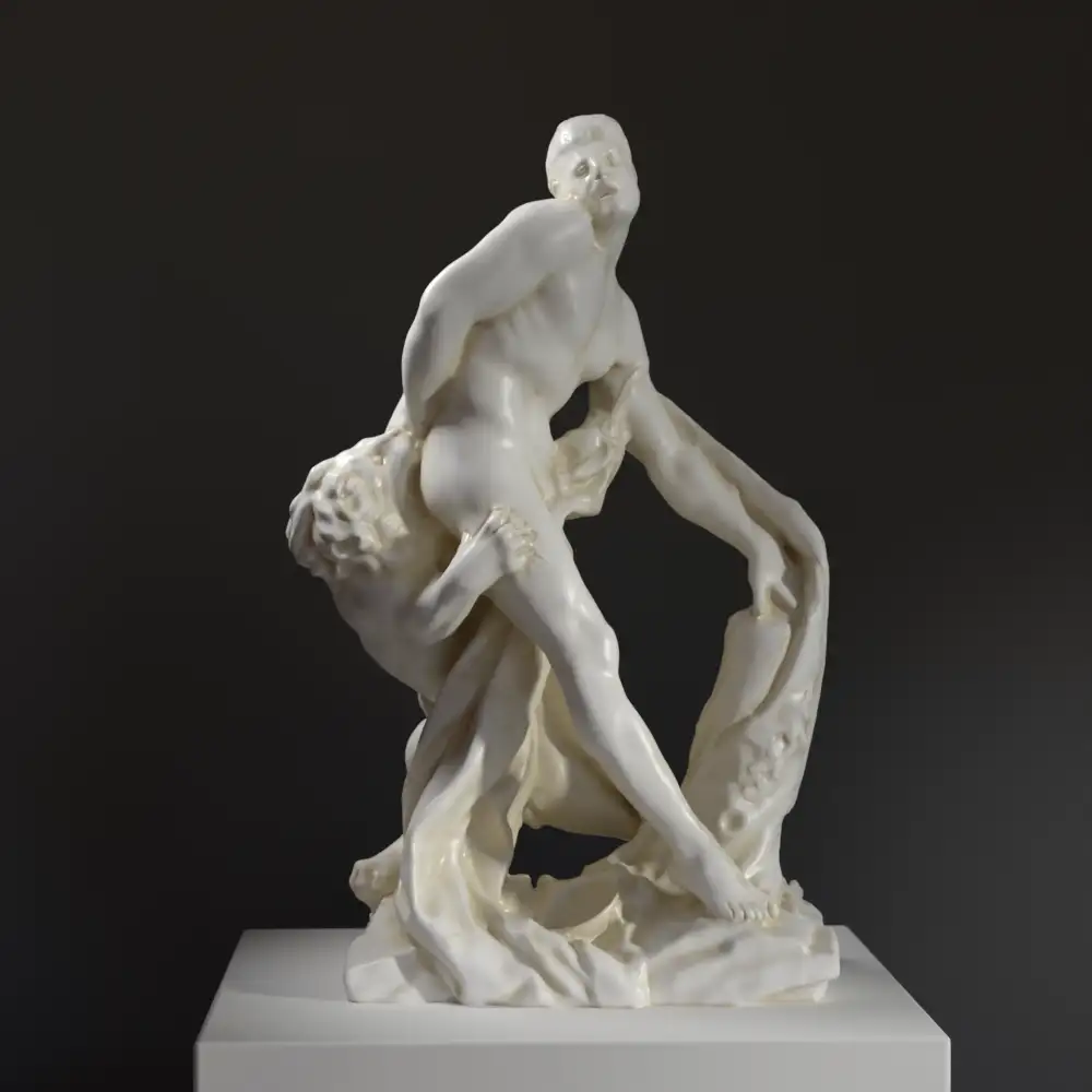 Escultura de Milo de Croton en el Louvre de París, réplica detallada.