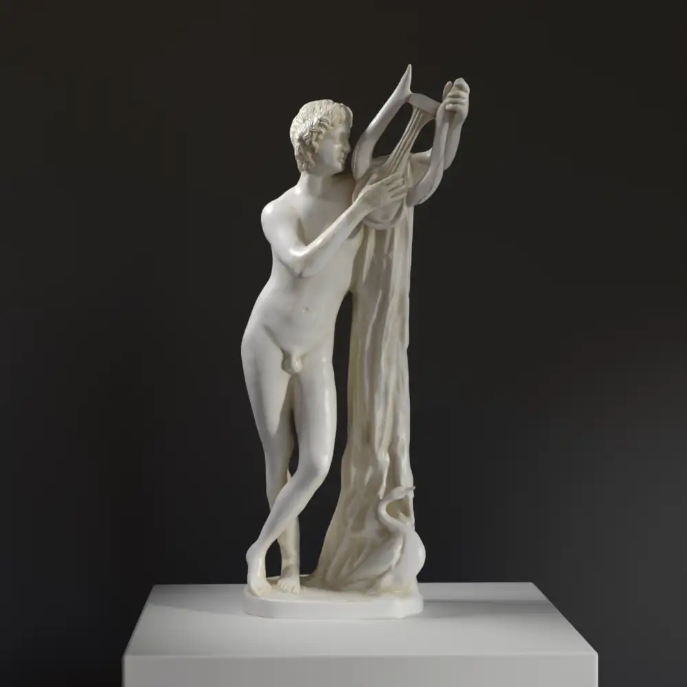 Escultura de Pothos en resina con acabado de mármol y bronce.