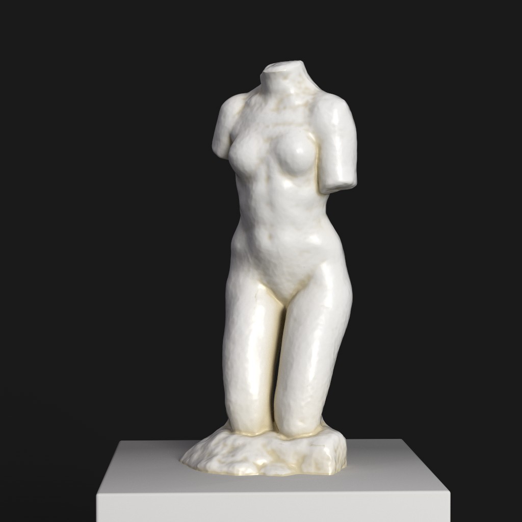 Escultura de La Oración, réplica de una obra clásica que representa una figura femenina en reflexión.