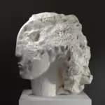 Escultura de Cabeza de Cuarcita de una Mujer I en resina con acabado que imita mármol y bronce.
