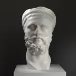 Busto de un Hierofante en resina con acabado de mármol y bronce.