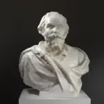 Busto de Rubens en resina con acabado de pátina de mármol y bronce.