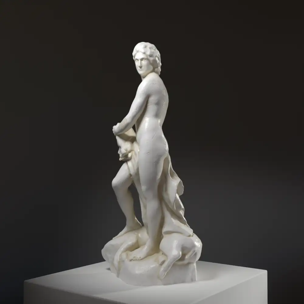 Escultura de Adonis en Bruselas, Bélgica, representando la belleza mitológica.