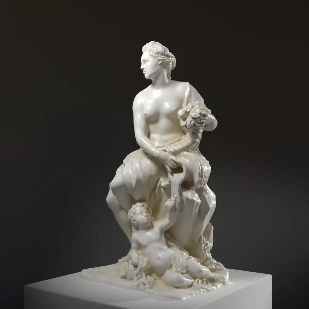 Escultura de La Marne en El Louvre de París, réplica en resina con efecto de mármol y bronce.
