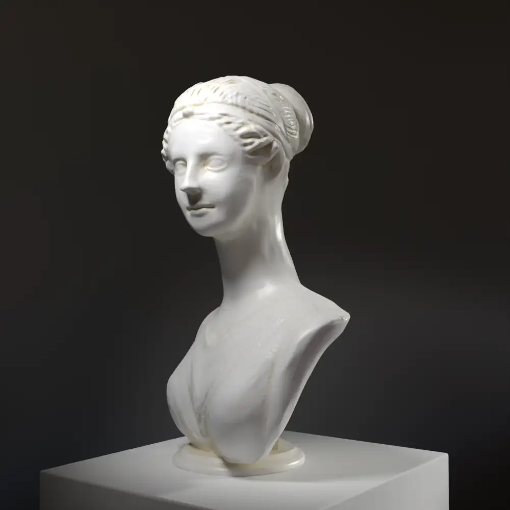 Busto de Olivia Kinnaird en resina con acabado de pátina.