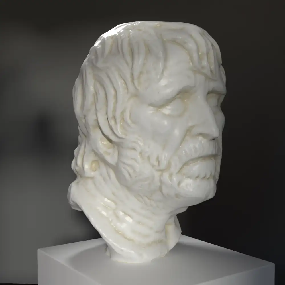 Busto de Pseudo-Séneca en resina con acabado de pátina.