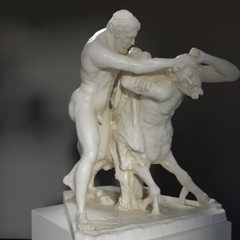 Escultura del Grupo de Hércules matando al Centauro Neso, mostrando a Hércules y el Centauro Neso en un momento dramático.