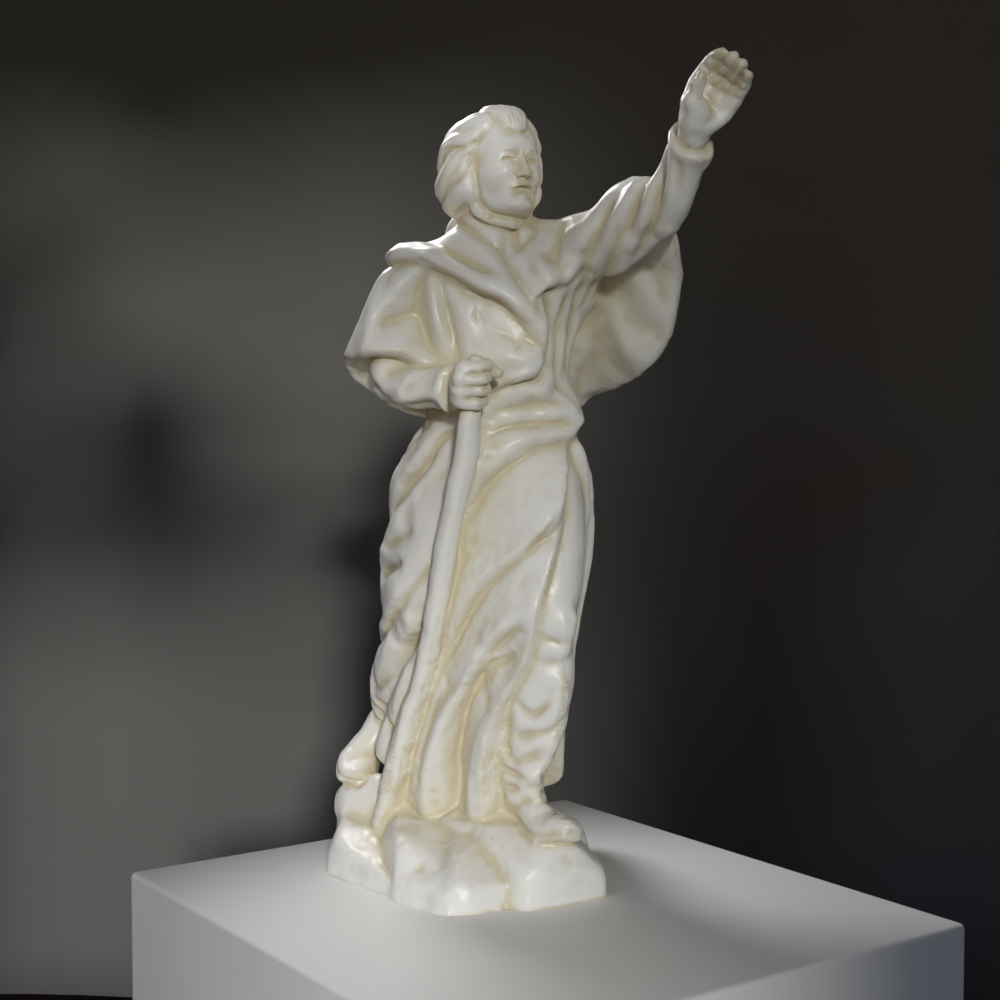 Escultura de Adam Mickiewicz, el poeta, en resina con acabado de pátina.