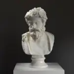 Busto de Sileno Viejo con corona de hiedra, escultura clásica.