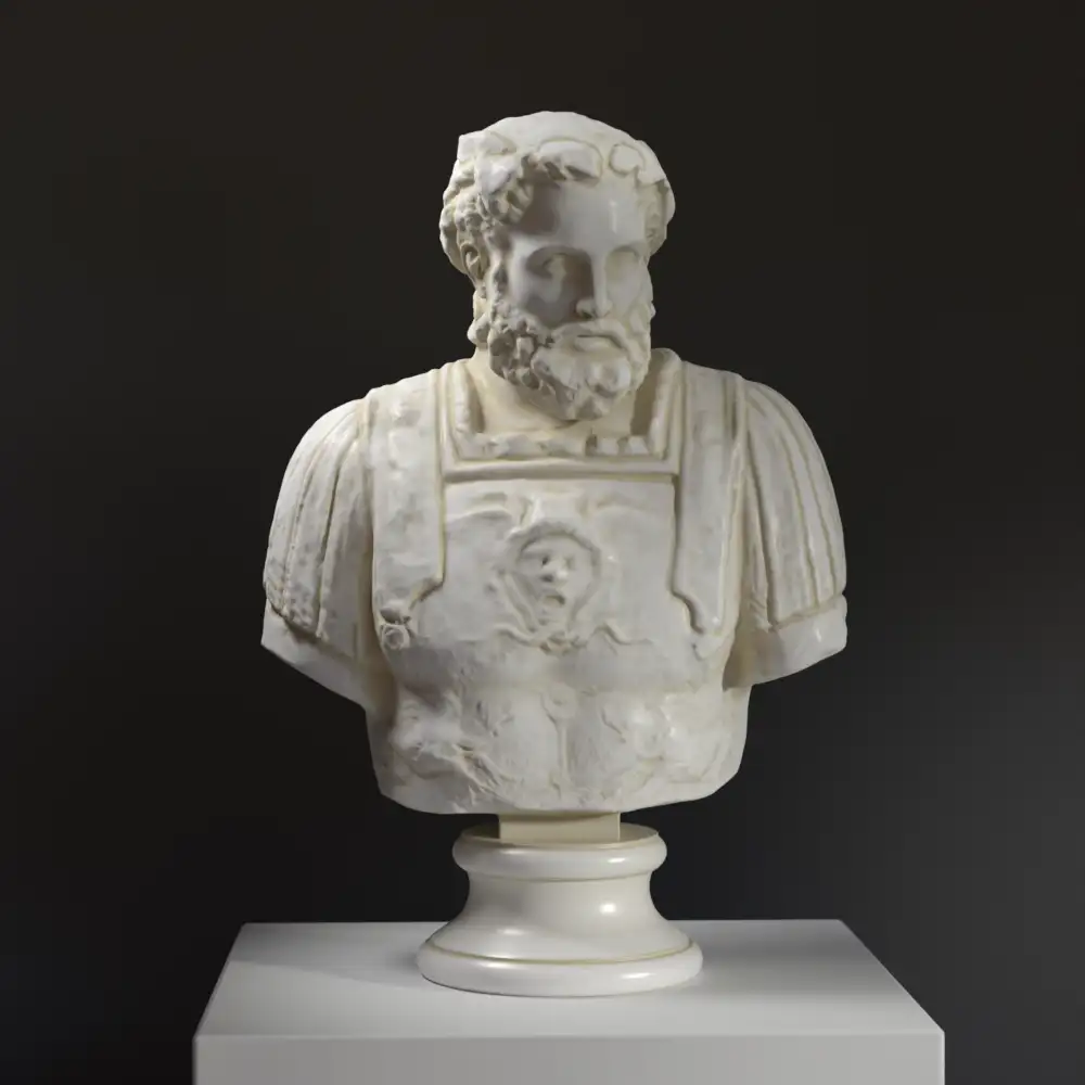 Busto de un Hombre en resina con efecto de mármol y bronce.