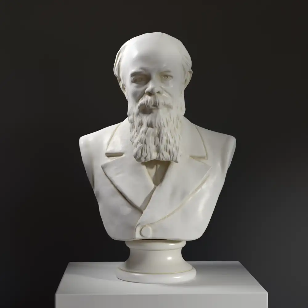 Busto de Fyodor Dostoyevsky en resina con acabado de pátina.