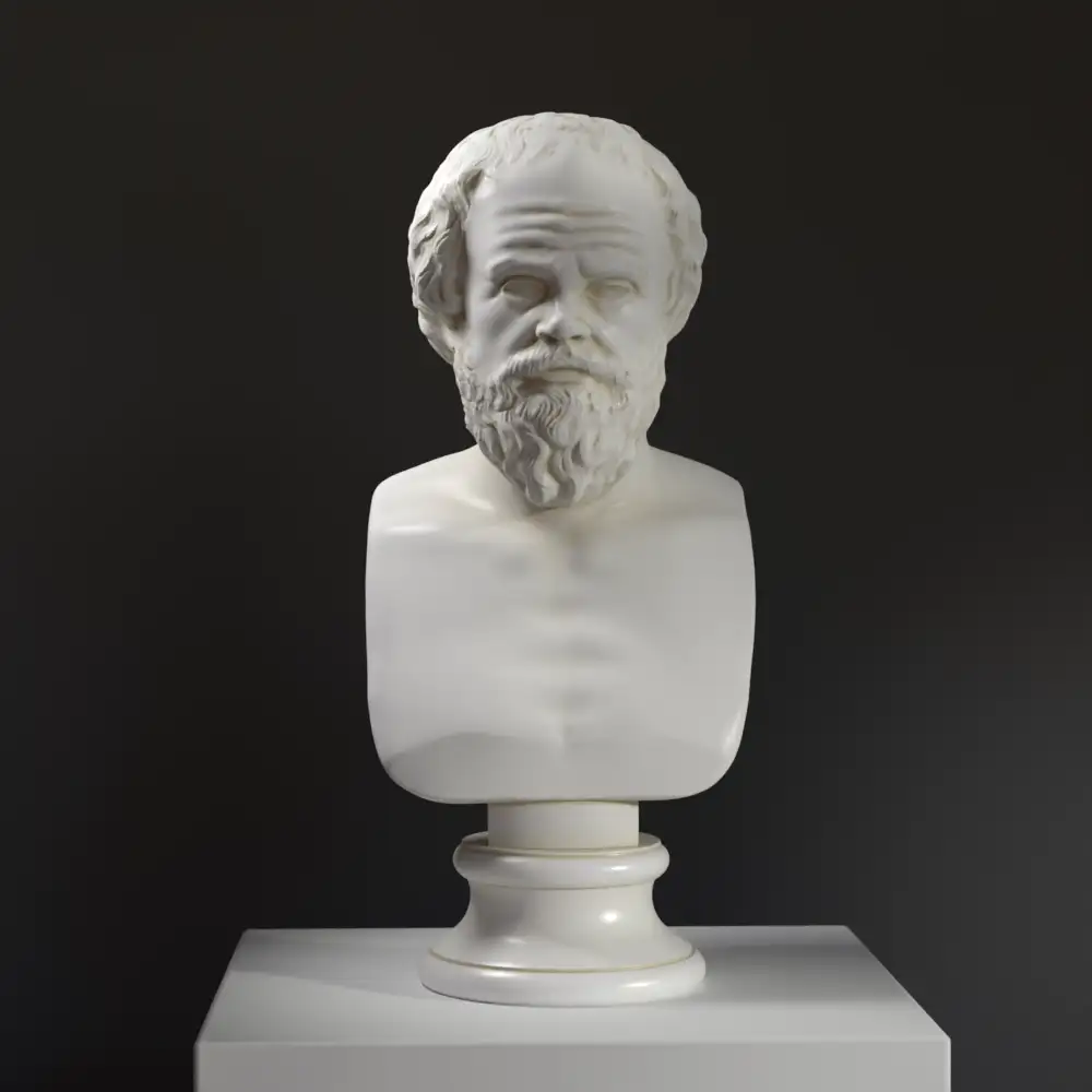 Busto de Sócrates en resina de alta calidad con pátina que imita mármol.