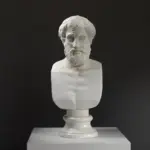 Busto de Teofrasto en resina con efecto de pátina.