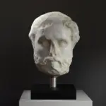 Busto de Antonino Pío en resina con acabado de mármol y bronce.