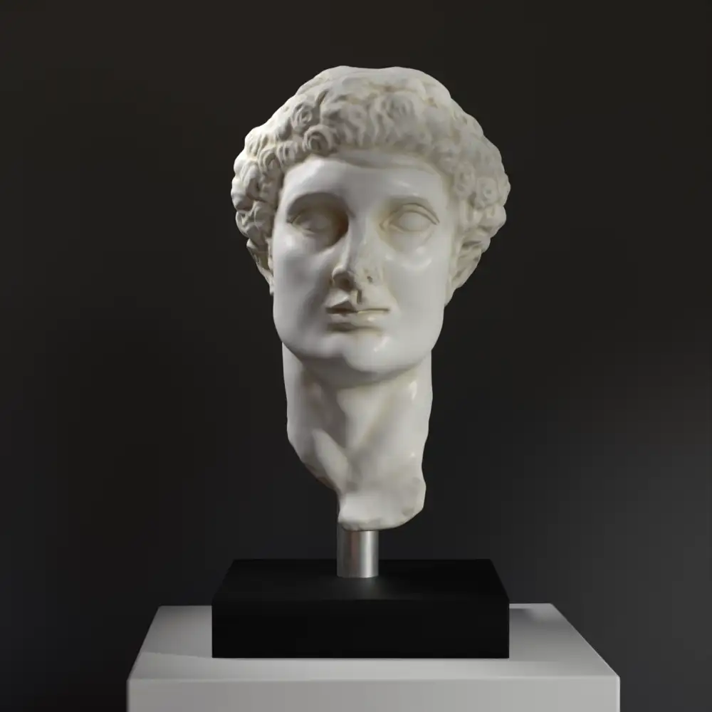 Busto de Apion en resina con acabado de mármol y bronce.