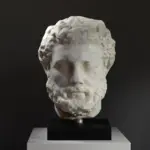 Escultura del Boxeador en resina con efecto de mármol y bronce.