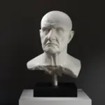 Busto de un hombre romano en resina con acabado de pátina.
