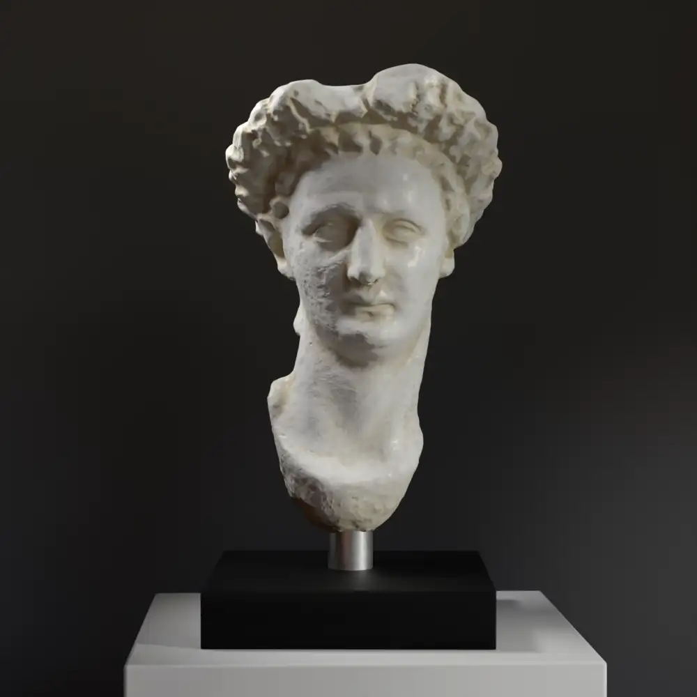 Busto de Domitiano en resina con acabado de mármol y bronce.