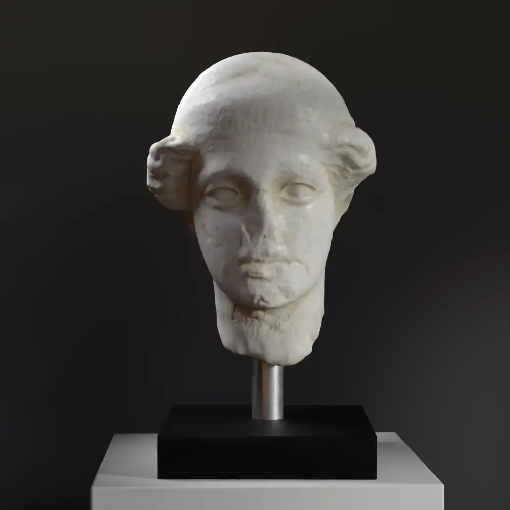 Busto de Cabeza Femenina en resina con acabado de mármol y bronce.