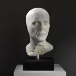 Busto de Isispriester en resina con efecto de mármol y bronce.