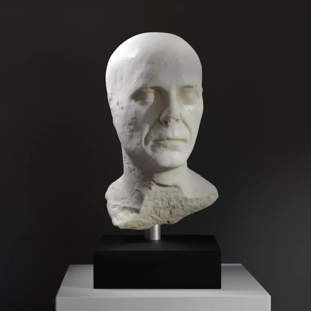 Busto de Isispriester en resina con efecto de mármol y bronce.