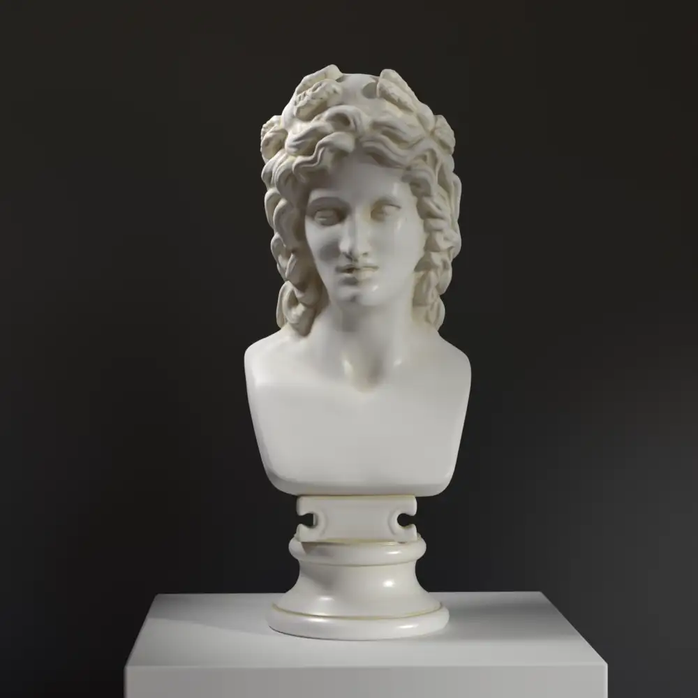 Busto de Otoño en resina con acabado que imita mármol y bronce.