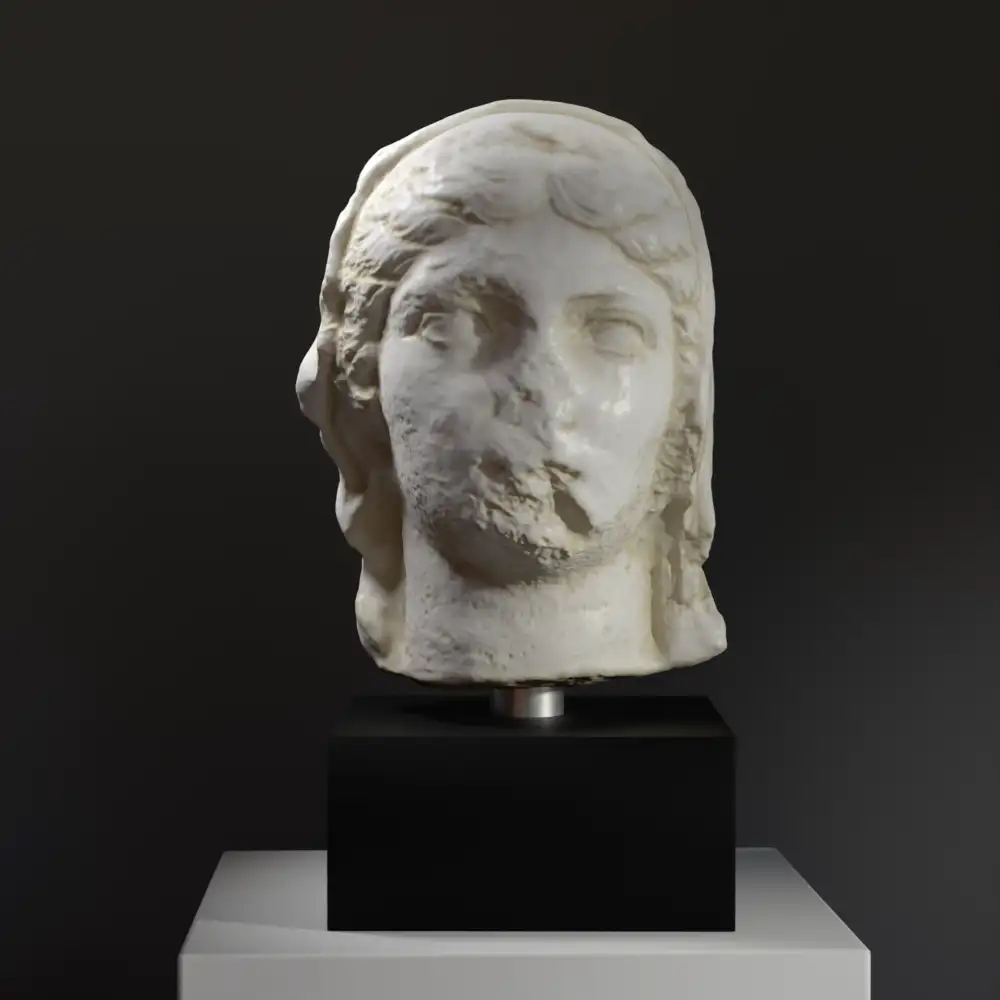 Busto de la cabeza de la emperatriz Livia, destacando su corona de laurel.