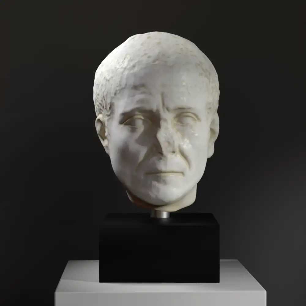 Busto de un esclavo liberado en resina con efecto de mármol y bronce.