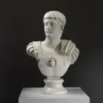 Busto del Emperador Adriano en resina, detalle de la escultura.