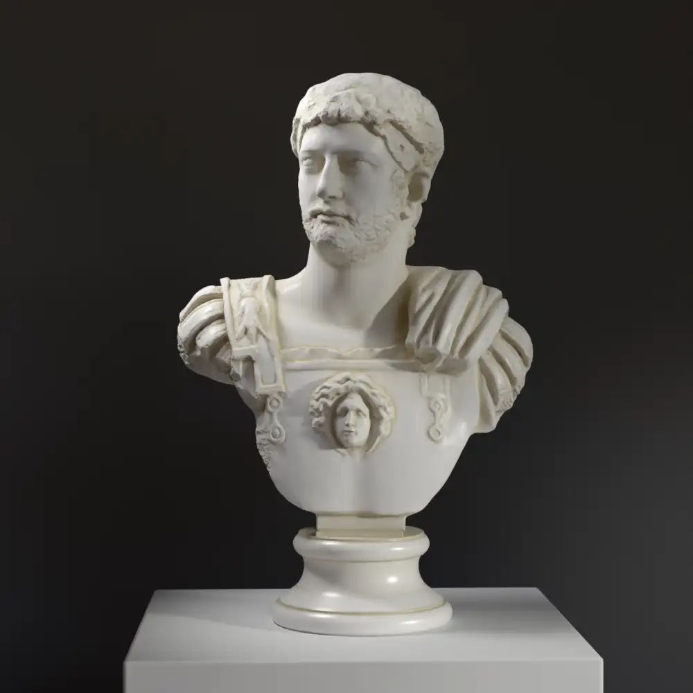 Busto del Emperador Adriano en resina, detalle de la escultura.