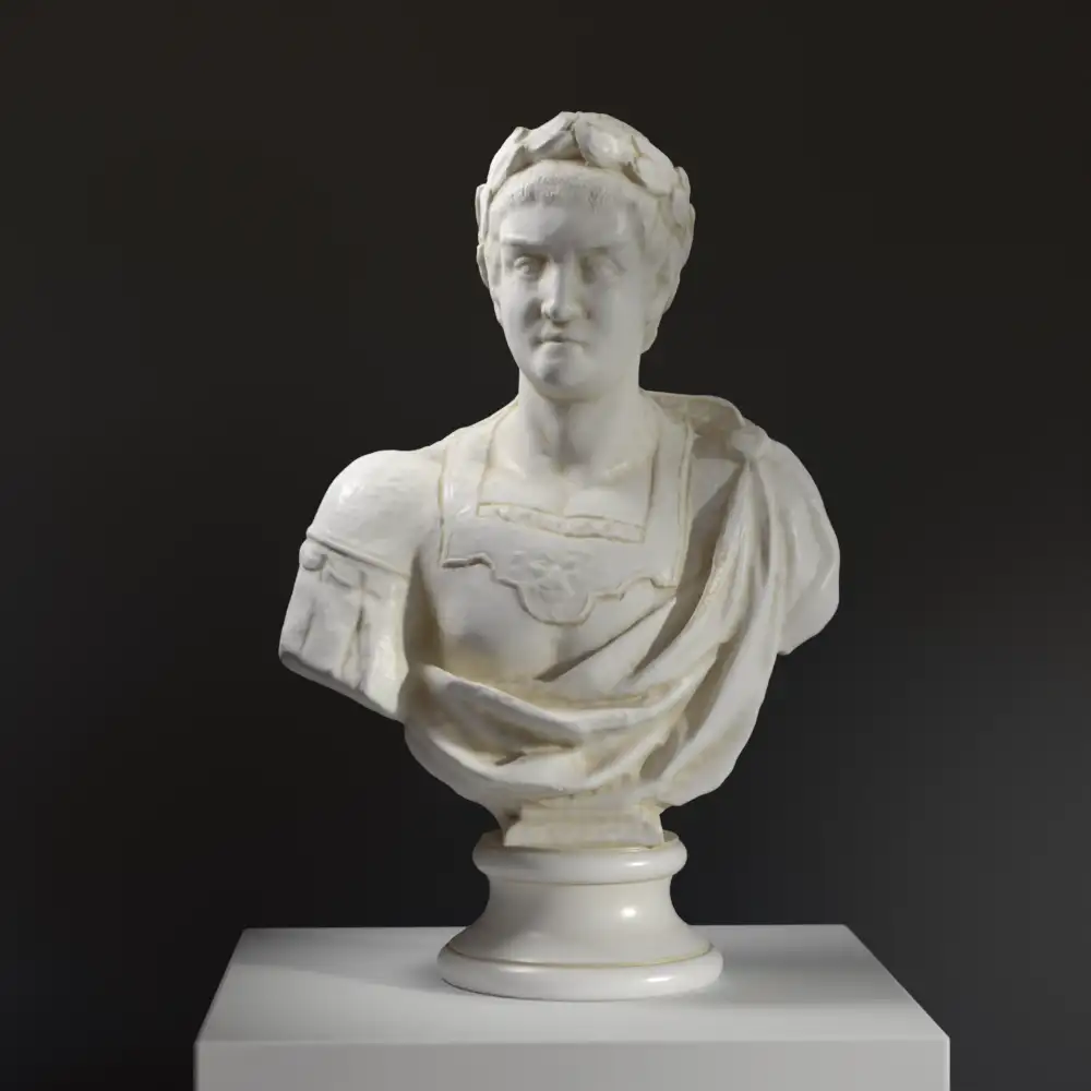 Busto del Emperador Nerón en resina con acabado de pátina.
