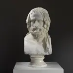 Busto de Eurípides en resina con acabado de pátina.
