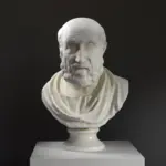 Busto de Hipócrates en resina con acabado de mármol y bronce.