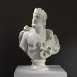 Busto de Juno Ludovisi, escultura clásica en resina con efecto de mármol y bronce.