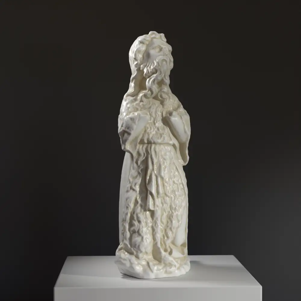 Sculpture de Saint Jean-Baptiste du Jugement Dernier en résine avec effet marbré et bronze.