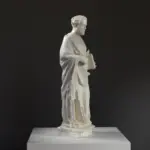 Sculpture de Saint Luc l'Évangéliste en résine avec patine.
