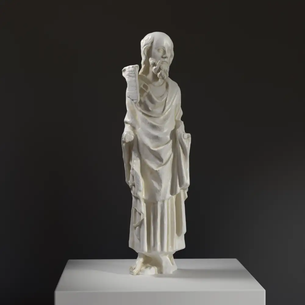 Sculpture de Saint Paul au Musée des Beaux-Arts de Lyon, réalisée en résine avec une finition marbrée et bronze.