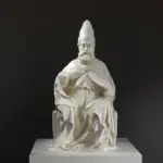 Sculpture de Saint Pierre, réplique en résine avec détails réalistes.