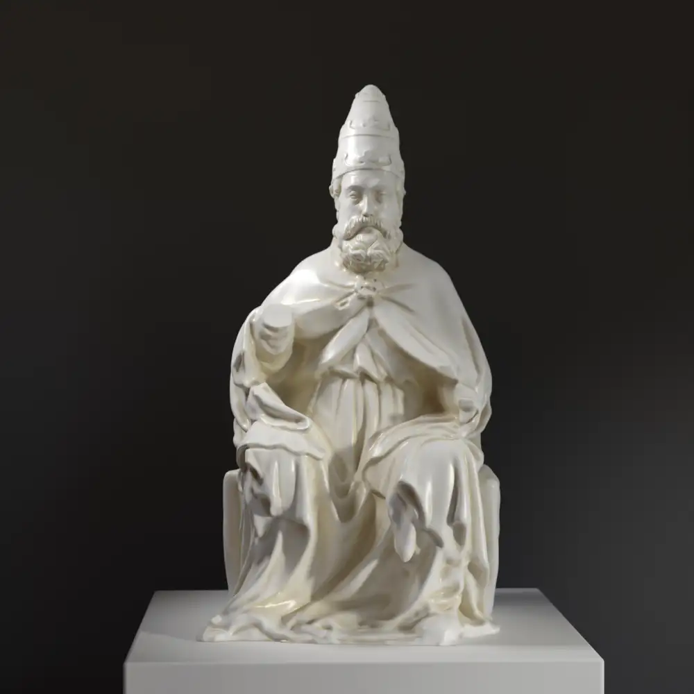 Sculpture de Saint Pierre, réplique en résine avec détails réalistes.