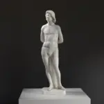 Sculpture de Saint Sébastien en résine avec effet de patine marbrée et bronze.