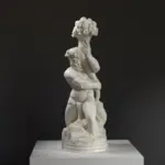 Sculpture du Dieu de la Mer en résine avec finition marbrée et en bronze.