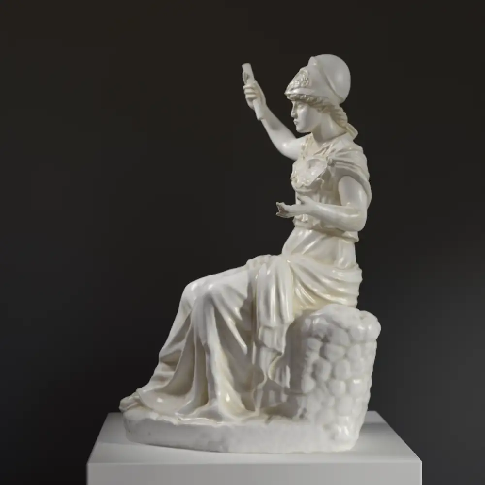 Sculpture de Minerve Assise au Louvre de Paris, représentant la déesse romaine de la sagesse.