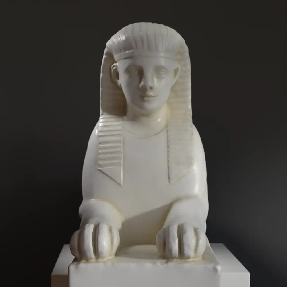 Sculpture du Sphinx 2 représentant un humain et un lion.