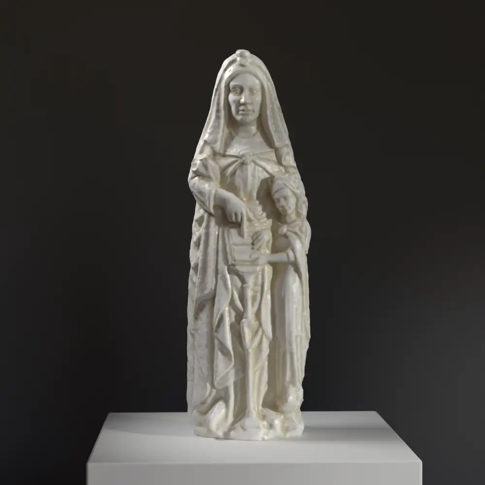 Sculpture représentant Sainte Anne et la Vierge, en résine avec une patine imitant le marbre.