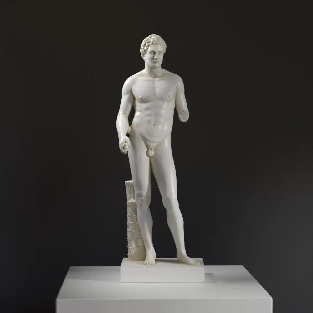 Statue d'un Victor, souvent appelée Athlète de Berlin, en résine avec effet marbre et bronze.