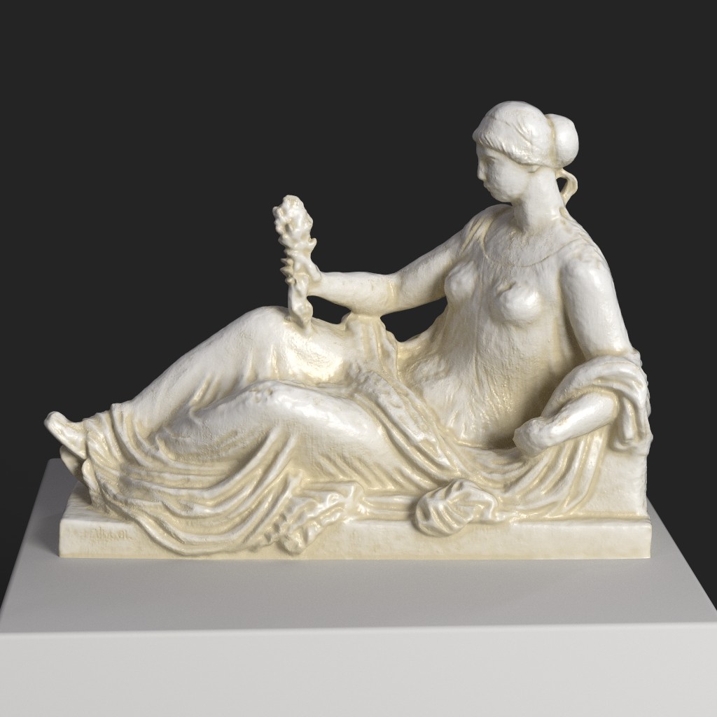 Sculpture du Monument aux morts de Port-Vendres dans le Jardin des Tuileries à Paris, représentant Vénus avec une branche d'olivier.