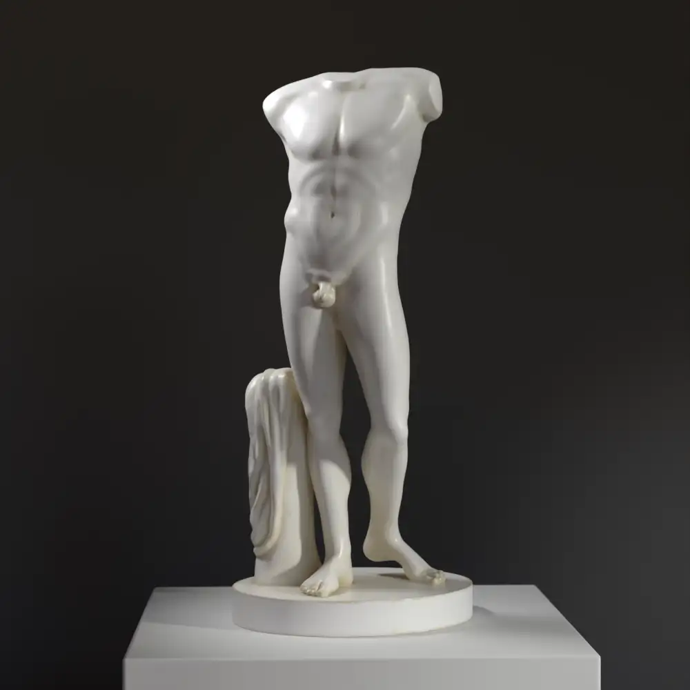 Sculpture du Torse d'un Athlète en résine avec finition marbrée et bronze.