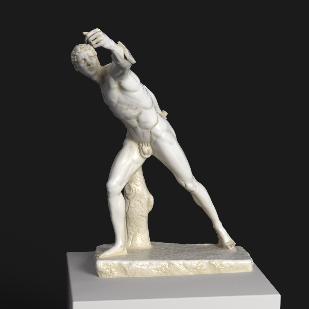 Sculpture du Gladiateur Borghèse au Louvre, représentant un guerrier de la Grèce antique.