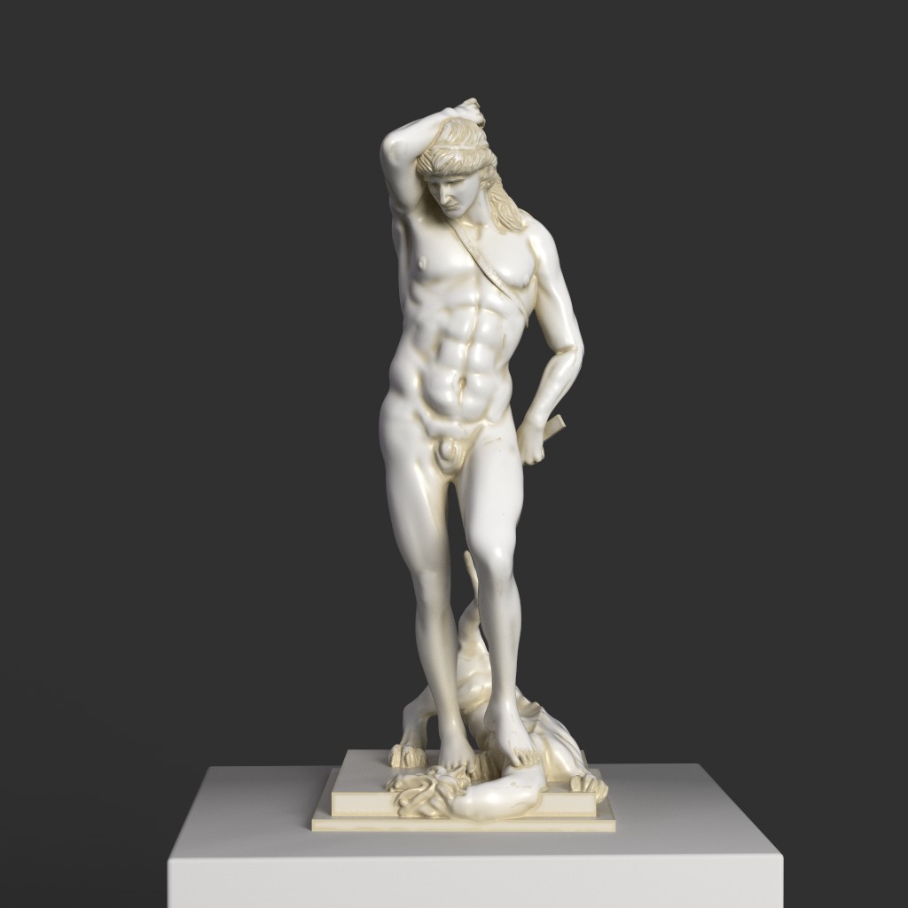 Sculpture de Jason enterrant le Dragon au Louvre de Paris, en résine avec une finition imitant le marbre.