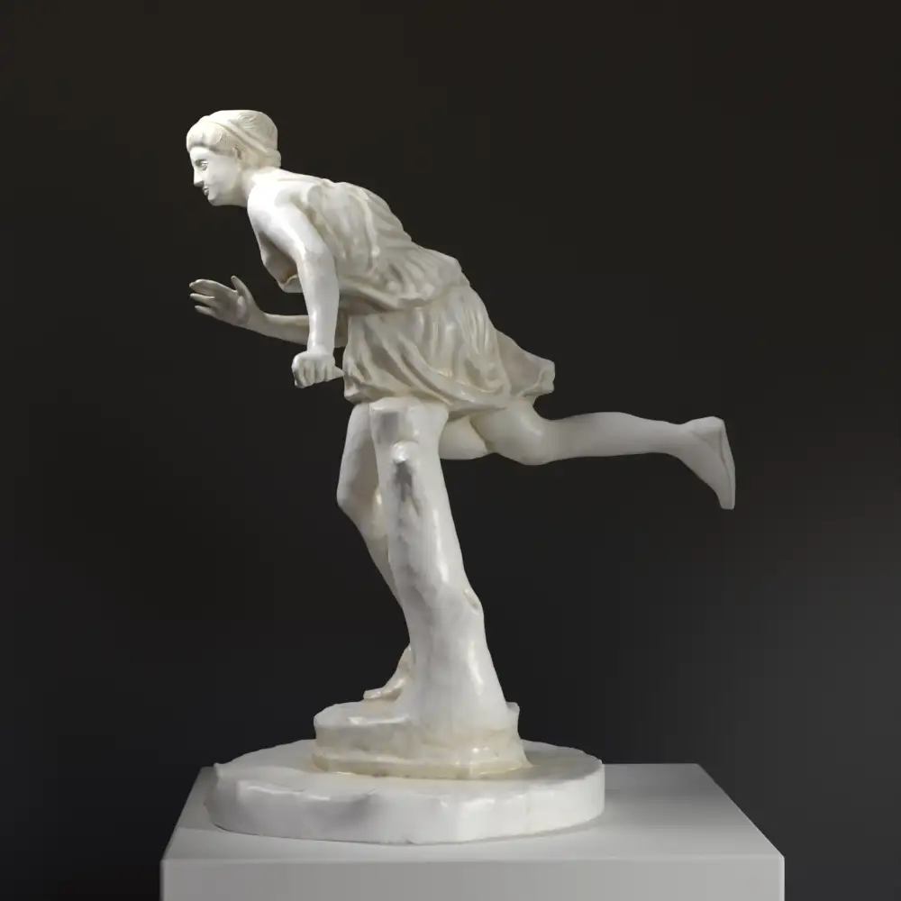 Sculpture d'Atalante au Louvre de Paris, réplique en résine avec finition patinée.